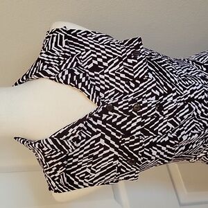 Valerie Bertinelli Brown & White Geometric Dress Size 8